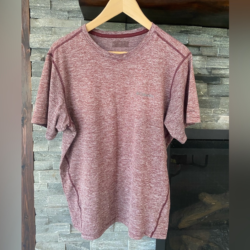 ❤️ Columbia Men's Heathered Red Hiking Running Gym Sports T-Shirt Tee Size M